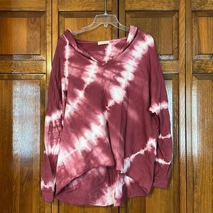 Mauve/white Tie dye lightweight hoodie